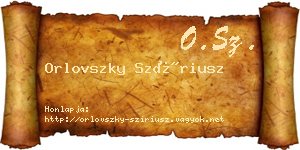 Orlovszky Szíriusz névjegykártya
